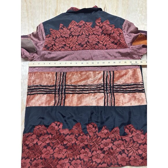 VTG Sandy Starkman Womans Blazer Patchwork Boho Wear Art M Velvet Lace Eclectic - Picture 9 of 10